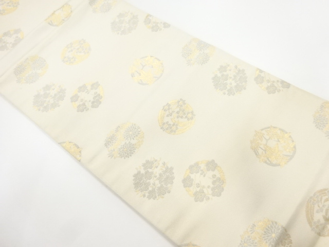 アンティーク　織悦製　花丸紋様織出し全通本袋帯（材料）